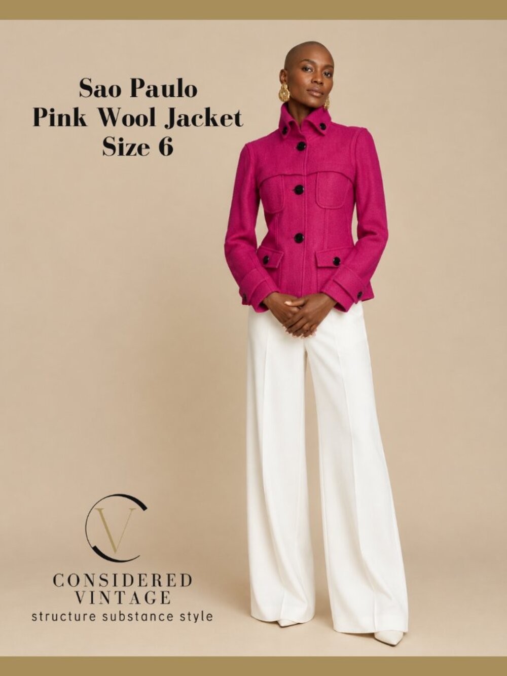 Sao Paulo Hot Pink Structured Wool Blend Jacket